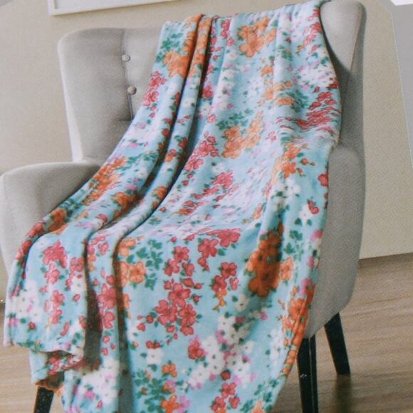 Hudson & Essex Plush Throw Spring Floral Ultra Soft Size 50 in X 70 in NEW - Picture 1 of 16